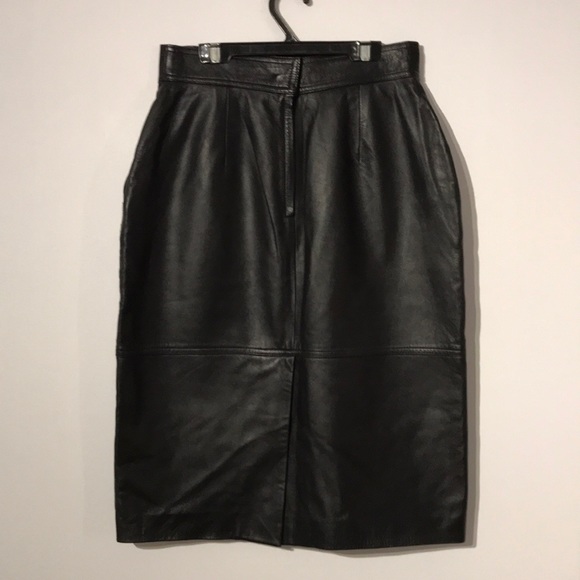 Vintage sequins embellishment leather skirt - Picture 7 of 10